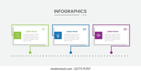Präsentation Business Infografik Vorlage mit 3 Optionen. Vektorgrafik.