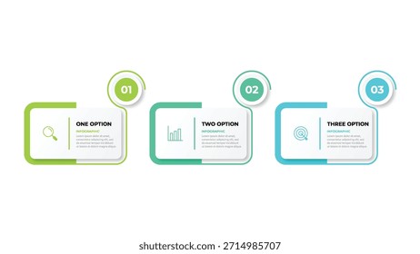 Plantilla de presentación de infografía de negocios con 3 opciones. Ilustración vectorial.