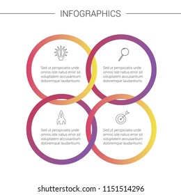 Presentation business infographic template with 4 options and charts. Vector illustration.