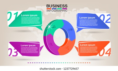 Presentation business infographic template with 4 options. Vector illustration. Green, Blue, Purple, Orange.