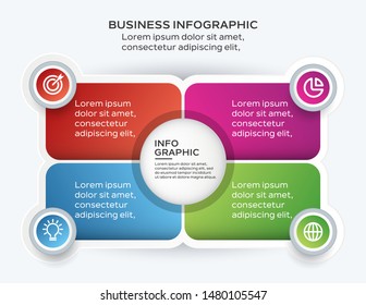 Presentation business infographic template with 4 options steps. Vector illustration.