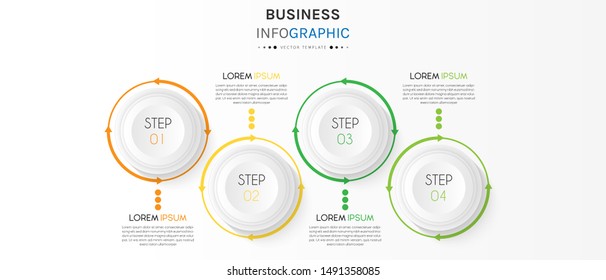 Presentation business infographic template with 4 options or steps. Can be used for workflow layout, diagram, business step options, banner, web design. Vector illustration.