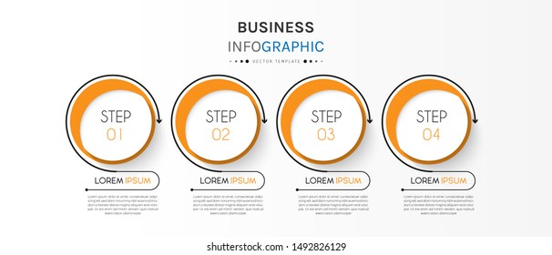 Presentation business infographic template with 4 options or steps. Can be used for workflow layout, diagram, business step options, banner, web design. Vector illustration.