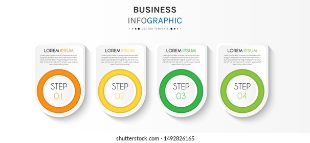 Presentation business infographic template with 4 options or steps. Can be used for workflow layout, diagram, business step options, banner, web design. Vector illustration.