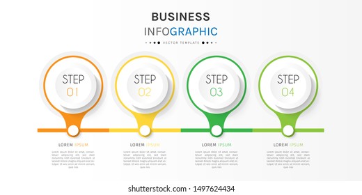 Presentation business infographic template with 4 options or steps. Can be used for workflow layout, diagram, business step options, banner, web design. Vector illustration.