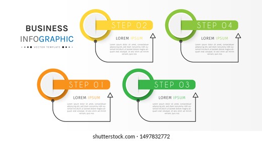 Presentation business infographic template with 4 options or steps. Can be used for workflow layout, diagram, business step options, banner, web design. Vector illustration.