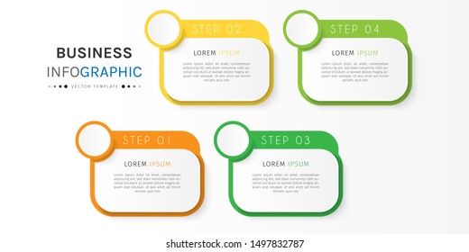 Presentation business infographic template with 4 options or steps. Can be used for workflow layout, diagram, business step options, banner, web design. Vector illustration.