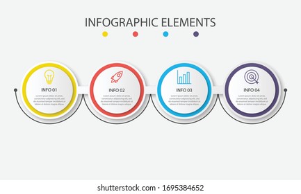 Presentación de plantilla de infografía de negocios con 4 opciones. Ilustración vectorial.