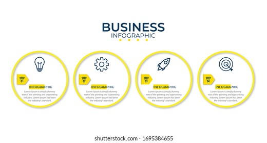 Presentación de plantilla de infografía de negocios con 4 opciones. Ilustración vectorial.