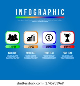 Presentación de la plantilla de infografía del negocio con 4 opciones. Se puede utilizar para diseño de flujo de trabajo, diagrama, informe anual, diseño web.