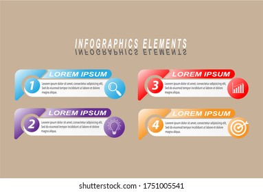 Presentación de la plantilla de infografía del negocio con 4 opciones. Ilustración del vector