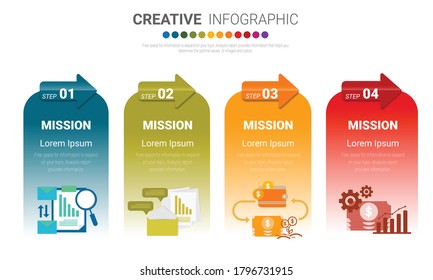 Presentation business infographic template with 4 options. Vector illustration.