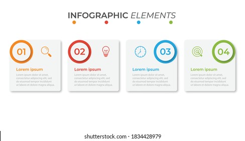 Präsentation Business Infografik Vorlage mit 4 Optionen. Vektorgrafik.