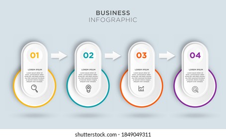 Präsentation Business Infografik Vorlage mit 4 Optionen. Vektorgrafik.