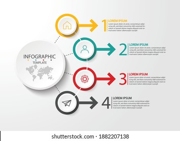 Plantilla de información de negocios de presentación con 4 pasos