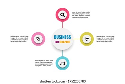 Presentation business infographic template with 4 options. Vector circle design template infographic for illustration. Creative concept place perpendicular circle 90-degree angle four steps to present