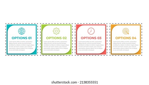 Präsentation Business Infografik Vorlage mit 4 Optionen. Vektorgrafik.