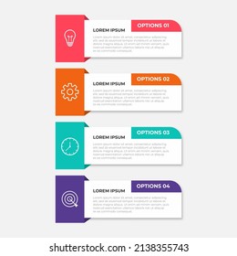 Presentación de la plantilla de infografía del negocio con 4 opciones. Ilustración vectorial.