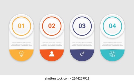 Presentación de la plantilla de infografía del negocio con 4 opciones. Ilustración vectorial.