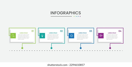 Presentación de la plantilla de infografía del negocio con 4 opciones. Ilustración vectorial.