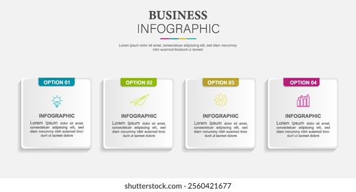 Presentation business infographic template with 4 options and icons