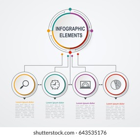 Presentation business infographic template with 4 options. Business concept with integrated circles.