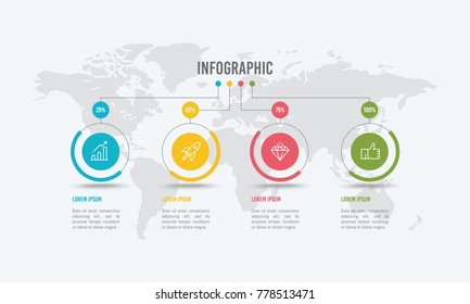 Presentation Business Infographic Template with 4 Options Percentage and Icons Vector Illustration
