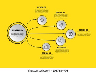 Presentation business infographic template with 5 options.and business icon. for diagram, graph, presentation and chart.Vector illustration.