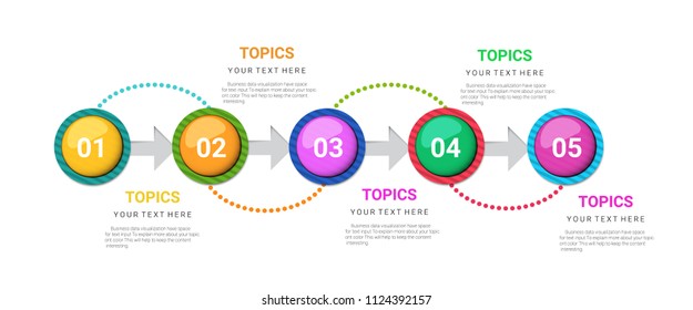 Presentation business infographic template with 5 options. Vector illustration.can illustrate a strategy, workflow or team work.