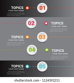 Presentation business infographic template with 5 options. Vector illustration.can illustrate a strategy, workflow or team work.