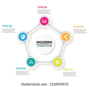 Presentation business infographic template with 5 options. Vector business template for presentation. Creative concept for infographic.