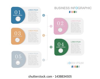 Presentation business infographic template with 5 options. Vector illustration.