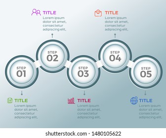 Presentation business infographic template with 5 options steps. Vector illustration.