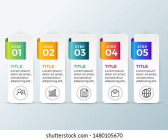 Presentation business infographic template with 5 options. Vector illustration.