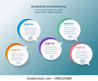 Presentation business infographic template with 5 options. Vector illustration.