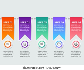 Presentation business infographic template with 5 options. Vector illustration.