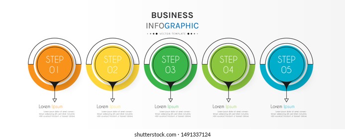 Presentation business infographic template with 5 options or steps. Can be used for workflow layout, diagram, business step options, banner, web design. Vector illustration.