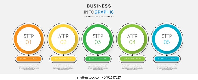 Presentation business infographic template with 5 options or steps. Can be used for workflow layout, diagram, business step options, banner, web design. Vector illustration.