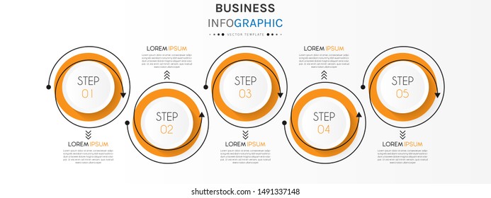 Presentation business infographic template with 5 options or steps. Can be used for workflow layout, diagram, business step options, banner, web design. Vector illustration.