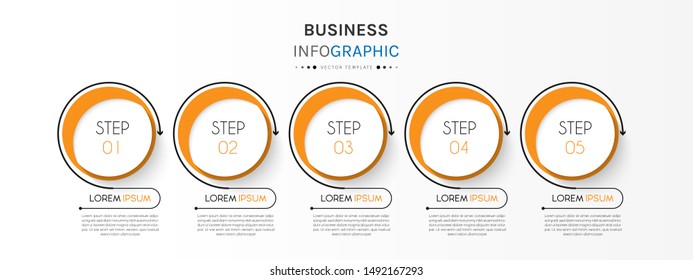 Presentation business infographic template with 5 options or steps. Can be used for workflow layout, diagram, business step options, banner, web design. Vector illustration.