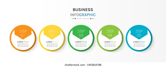 Presentation business infographic template with 5 options or steps. Can be used for workflow layout, diagram, business step options, banner, web design. Vector illustration.