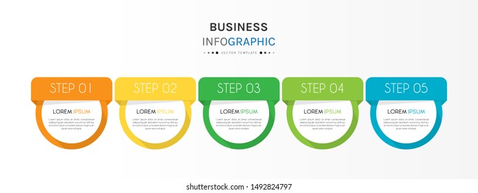 Presentation business infographic template with 5 options or steps. Can be used for workflow layout, diagram, business step options, banner, web design. Vector illustration.