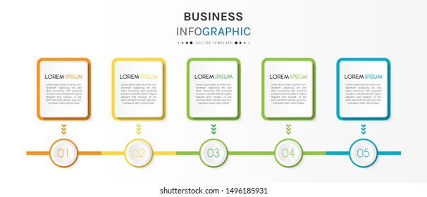 Presentation business infographic template with 5 options or steps. Can be used for workflow layout, diagram, business step options, banner, web design. Vector illustration.