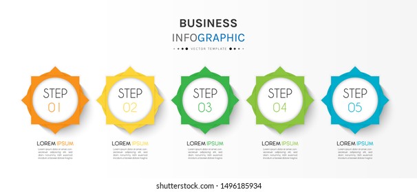 Presentation business infographic template with 5 options or steps. Can be used for workflow layout, diagram, business step options, banner, web design. Vector illustration.