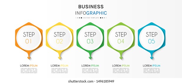 Presentation business infographic template with 5 options or steps. Can be used for workflow layout, diagram, business step options, banner, web design. Vector illustration.