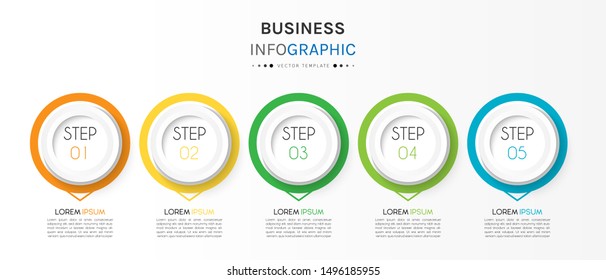 Presentation business infographic template with 5 options or steps. Can be used for workflow layout, diagram, business step options, banner, web design. Vector illustration.