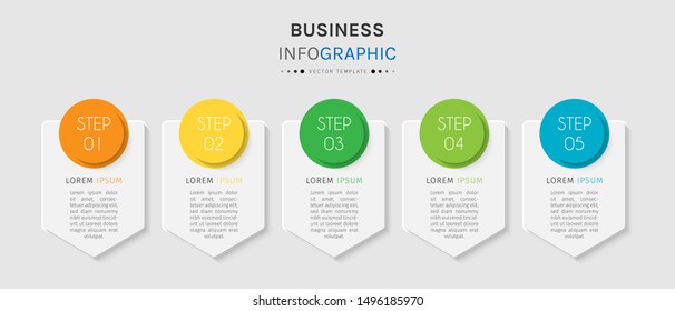 Presentation business infographic template with 5 options or steps. Can be used for workflow layout, diagram, business step options, banner, web design. Vector illustration.
