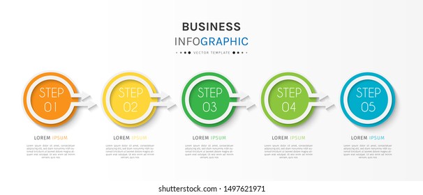 Presentation business infographic template with 5 options or steps. Can be used for workflow layout, diagram, business step options, banner, web design. Vector illustration.