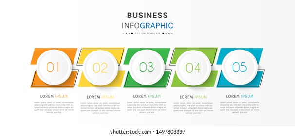 Presentation business infographic template with 5 options or steps. Can be used for workflow layout, diagram, business step options, banner, web design. Vector illustration.