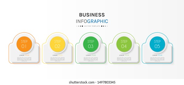 Presentation business infographic template with 5 options or steps. Can be used for workflow layout, diagram, business step options, banner, web design. Vector illustration.